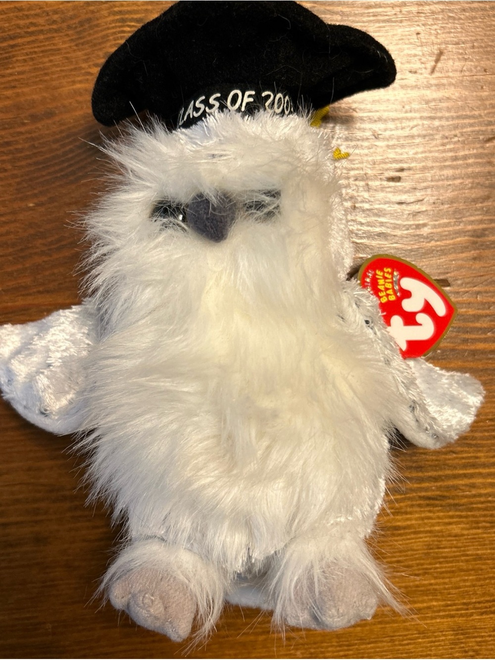 Ty Beanie Babies White Graduation 6 inch Owl Plush - Class of 2004 With Tags